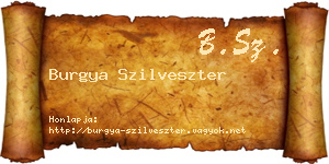 Burgya Szilveszter névjegykártya